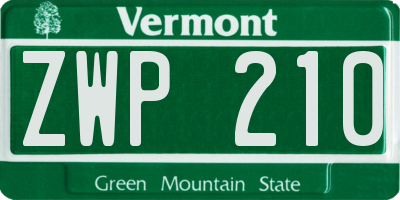 VT license plate ZWP210