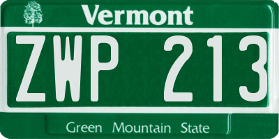 VT license plate ZWP213
