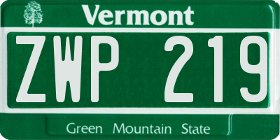 VT license plate ZWP219