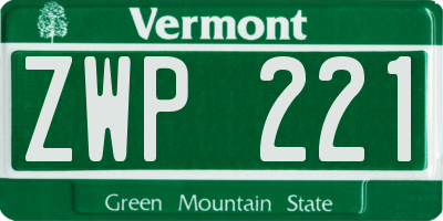 VT license plate ZWP221