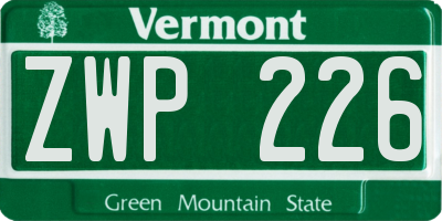 VT license plate ZWP226