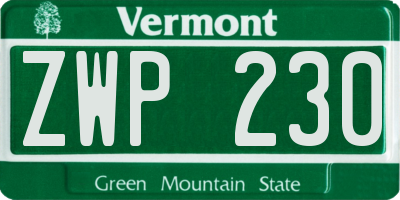 VT license plate ZWP230