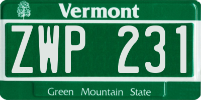 VT license plate ZWP231