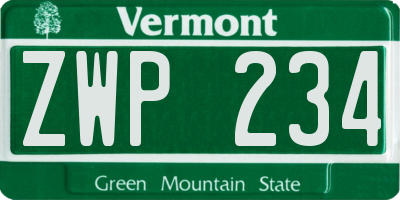 VT license plate ZWP234