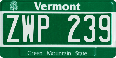 VT license plate ZWP239