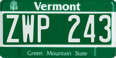 VT license plate ZWP243