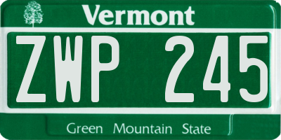 VT license plate ZWP245