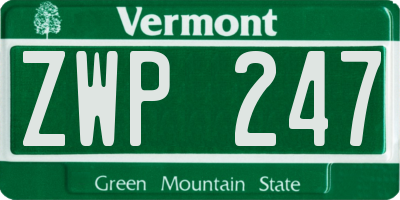 VT license plate ZWP247