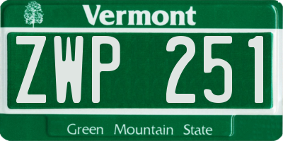VT license plate ZWP251