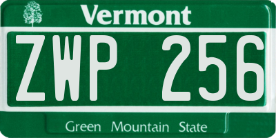 VT license plate ZWP256