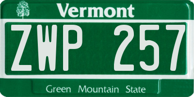 VT license plate ZWP257