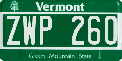 VT license plate ZWP260