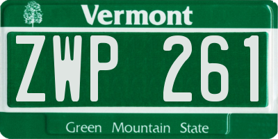 VT license plate ZWP261
