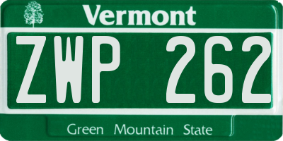 VT license plate ZWP262