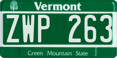 VT license plate ZWP263