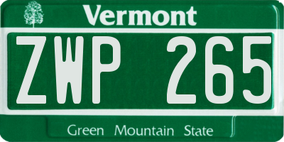 VT license plate ZWP265