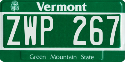 VT license plate ZWP267