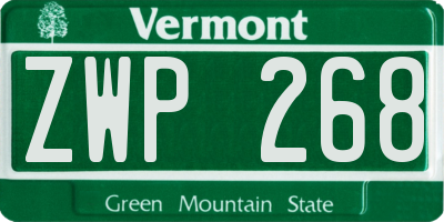 VT license plate ZWP268