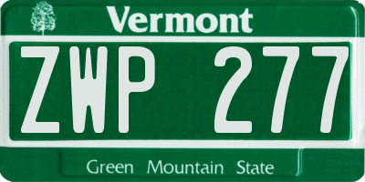 VT license plate ZWP277