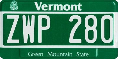 VT license plate ZWP280