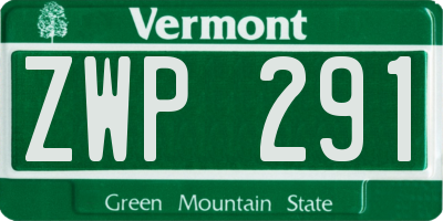 VT license plate ZWP291