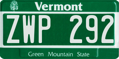 VT license plate ZWP292