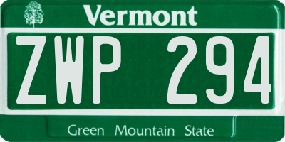 VT license plate ZWP294