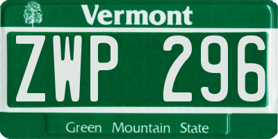 VT license plate ZWP296