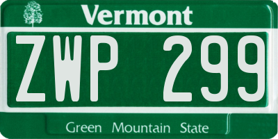 VT license plate ZWP299