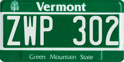 VT license plate ZWP302