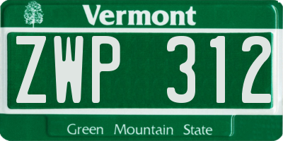 VT license plate ZWP312