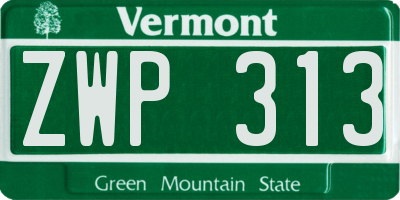 VT license plate ZWP313