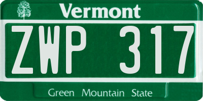 VT license plate ZWP317