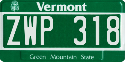 VT license plate ZWP318
