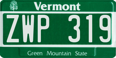 VT license plate ZWP319