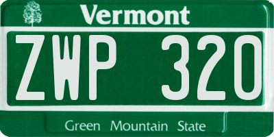 VT license plate ZWP320