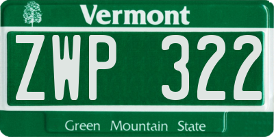 VT license plate ZWP322