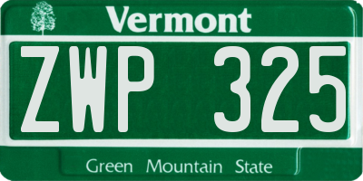 VT license plate ZWP325