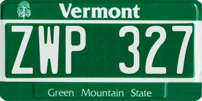 VT license plate ZWP327