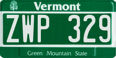 VT license plate ZWP329