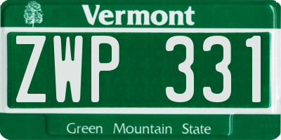 VT license plate ZWP331