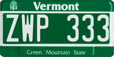 VT license plate ZWP333