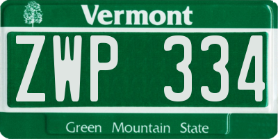 VT license plate ZWP334