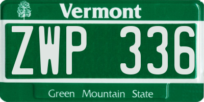VT license plate ZWP336