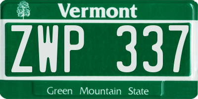 VT license plate ZWP337