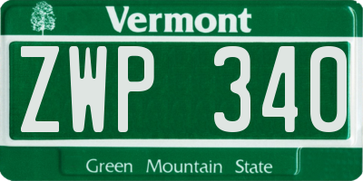 VT license plate ZWP340