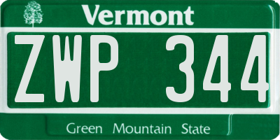 VT license plate ZWP344