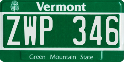 VT license plate ZWP346