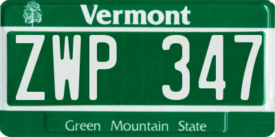 VT license plate ZWP347