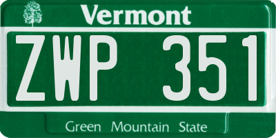 VT license plate ZWP351